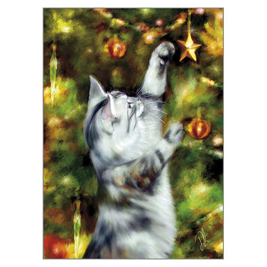 Denise Laurent Christmas Cat Greeting Card 'Star Catcher' Christmas Cat Greeting Card