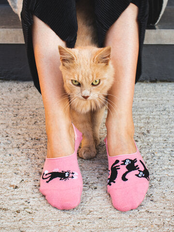 Pink Cats Eyes No Show Odd Socks