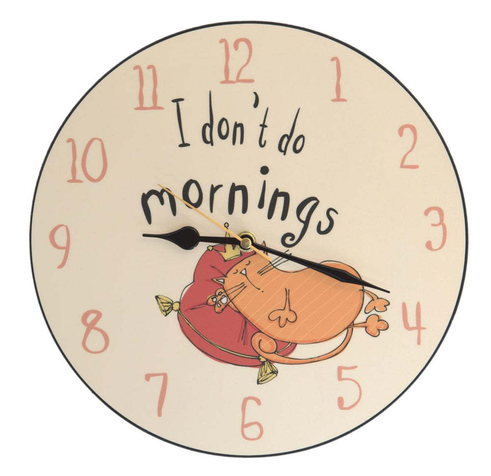 I Don't Do Mornings Cat Clock
