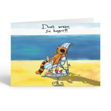 Don't Worry Be Happy Cat Greeting Card