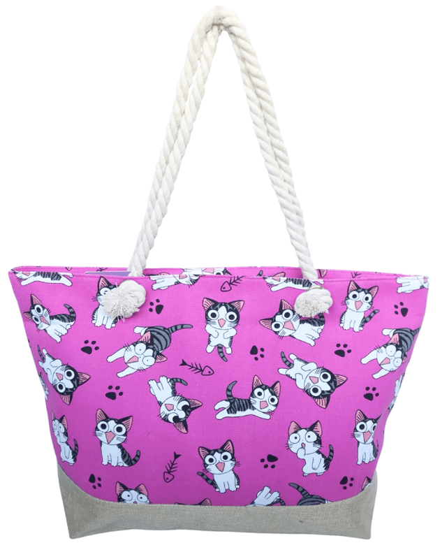 Funny Cats and Paws Large Beach Bag