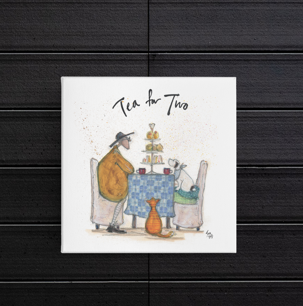 Sam Toft Tea for Two Wooden Block 20 x 20cm