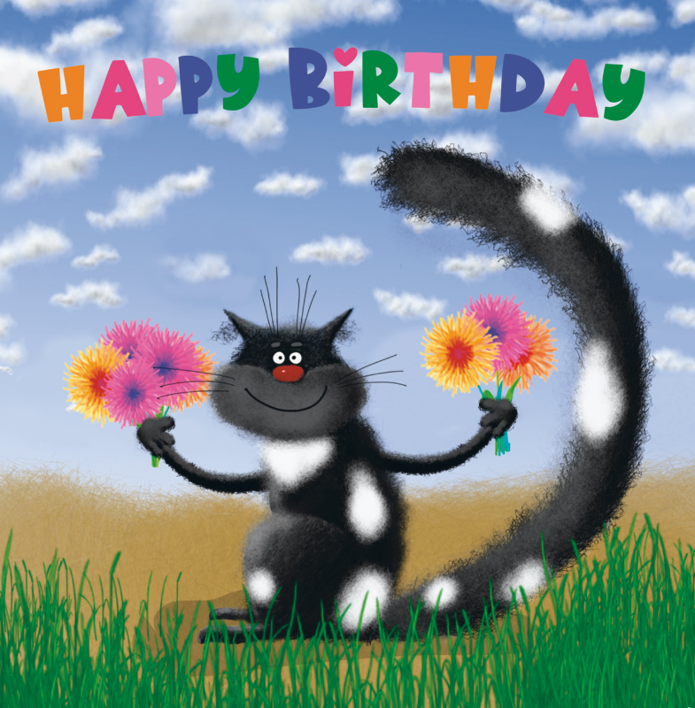 Domino Cat Birthday Greeting Card
