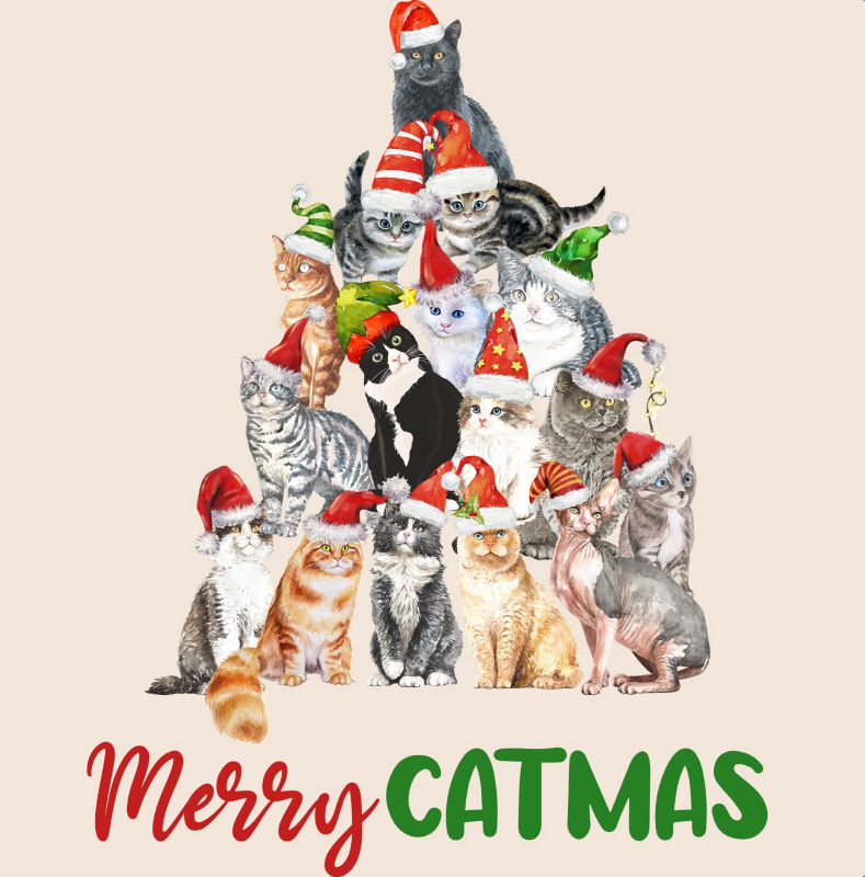 Christmas Tree Cats Cat Christmas Card