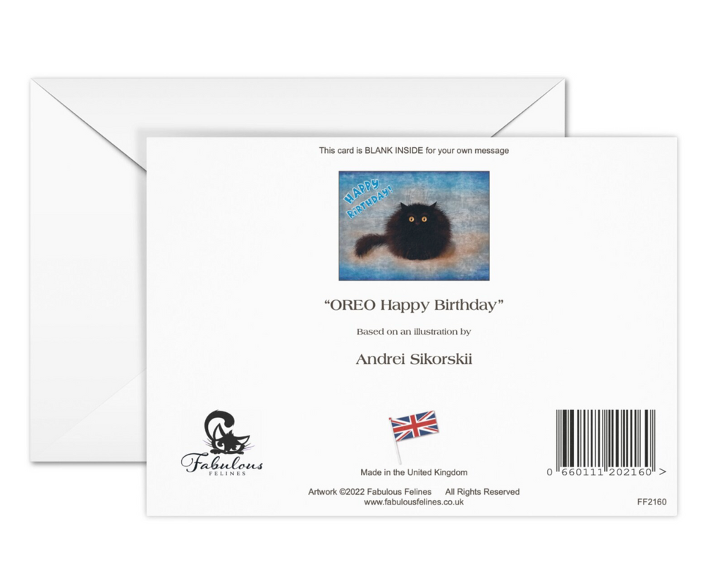 OREO - Cute Black Cat Greeting Birthday Card