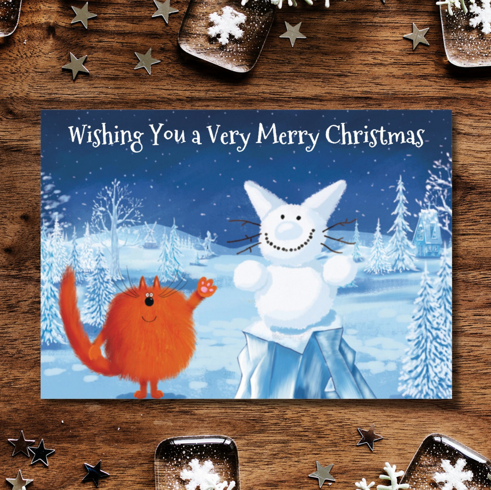 Merry Christmas From Charlie and the Snowcat Cat Christmas Card