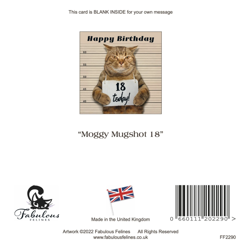 Moggie Mugshot 18th Birthday Card