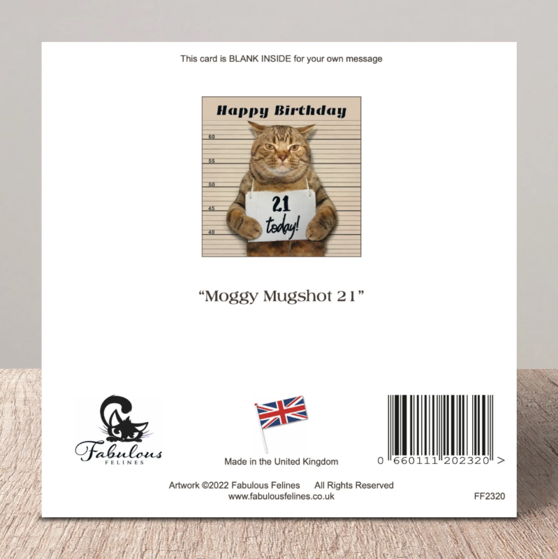 Moggie Mugshot 21st Birthday Card