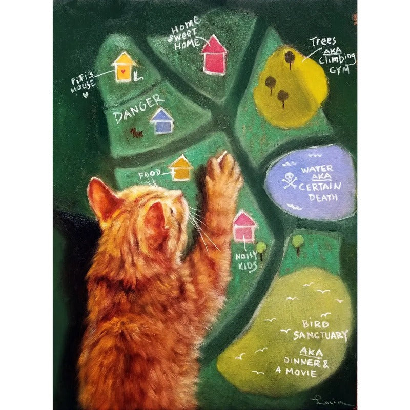 The Catographer by Lucia Heffernan Cat Greeting Card