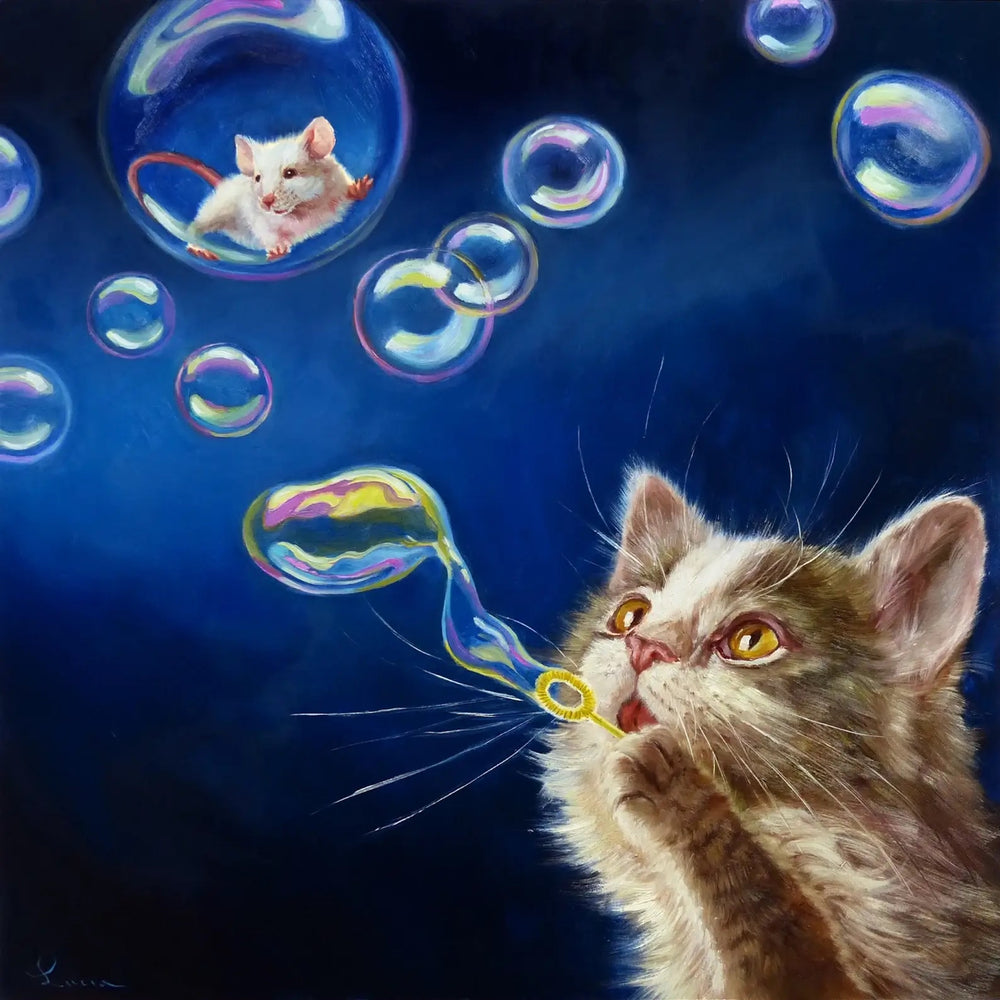 Bubbles by Lucia Heffernan Cat Greeting Card