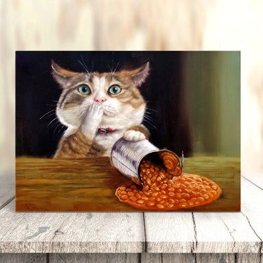 Spilt the Beans by Lucia Heffernan Cat Greeting Card