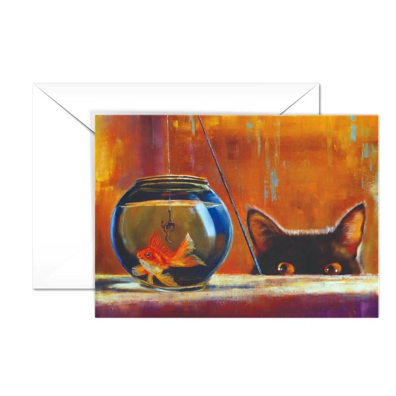 Cat Fishing by Lucia Heffernan Cat Greeting Card