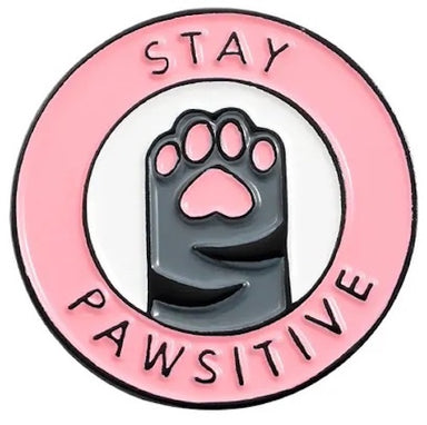 Stay Pawsitive Cat Enamel Lapel Pin