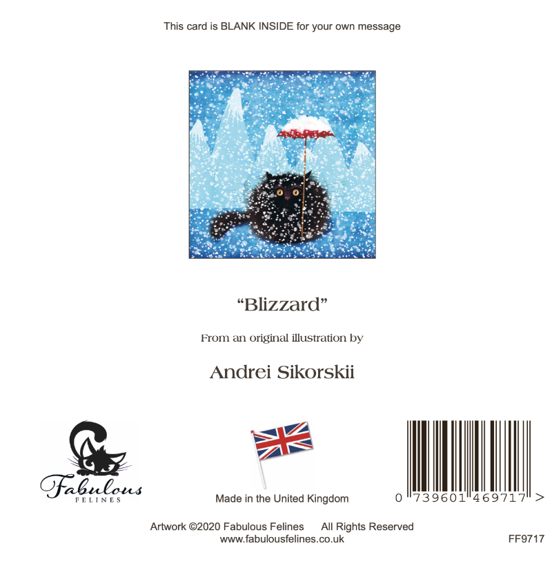 'Blizzard' Black Cat Christmas Card