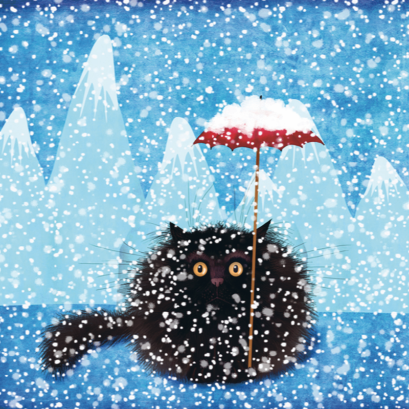 Funny Cat Christmas Card 'Blizzard' Black Cat Christmas Card