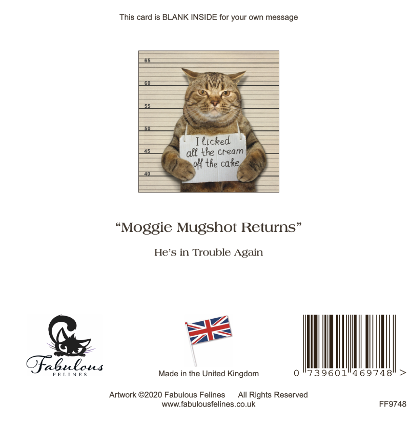 Moggie Mugshot Returns Cat Greeting Card
