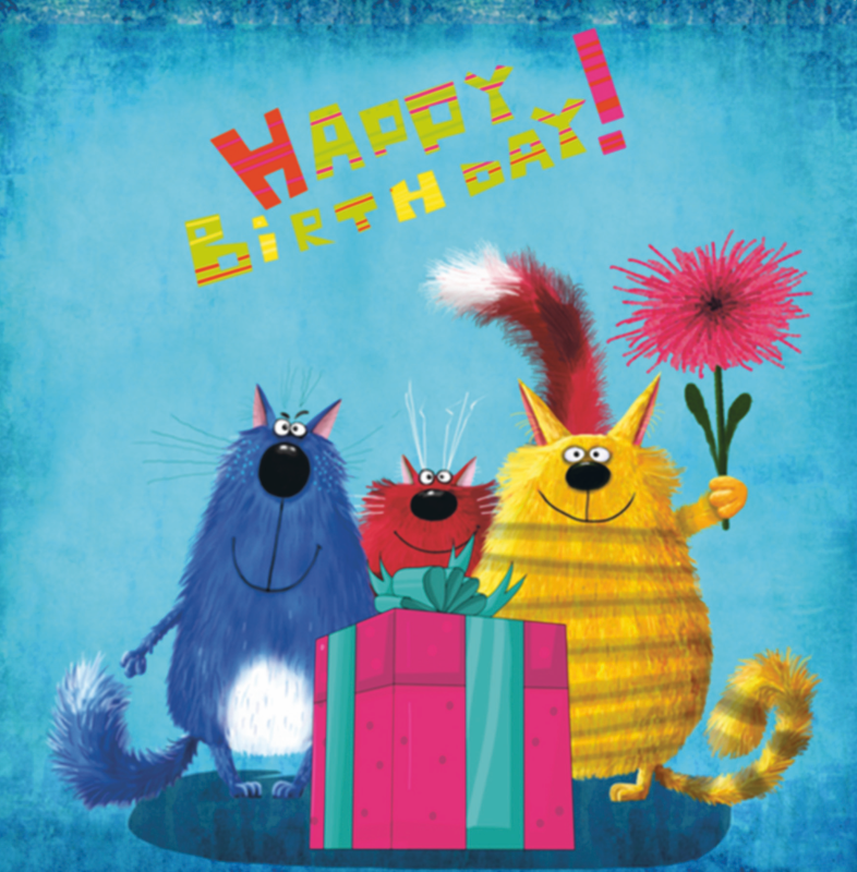 Peanut Butter and Jelly Cat Birthday Greeting Card