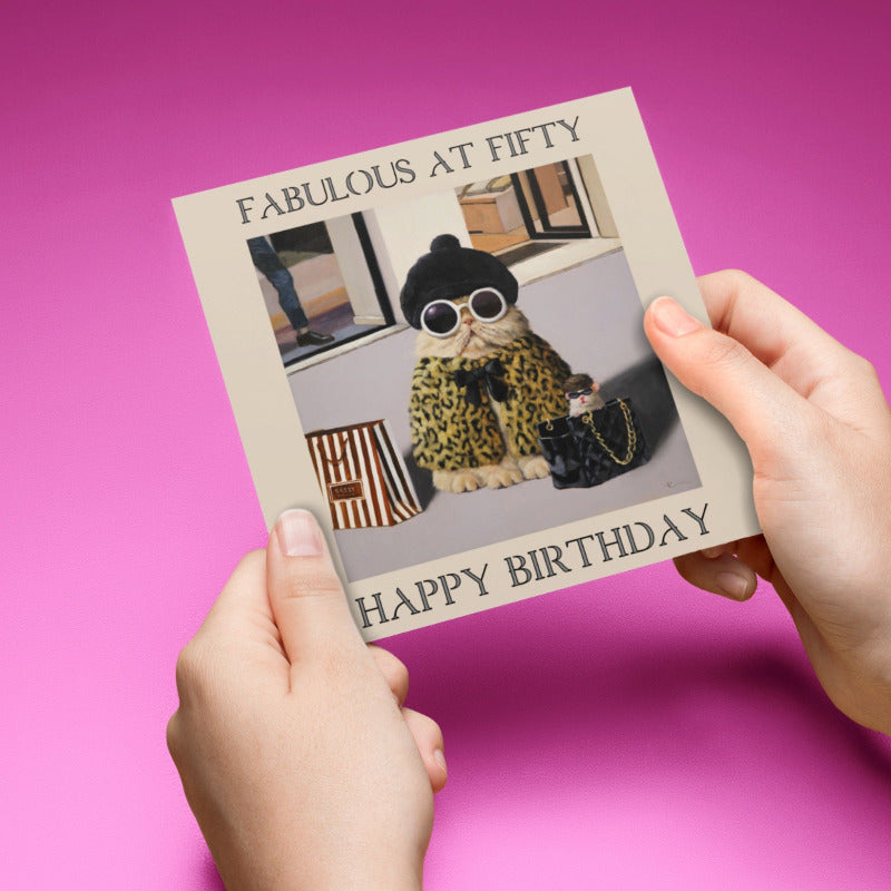 Fabulous at 50 Funny Cat 50th Birthday Card by Lucia Heffernan