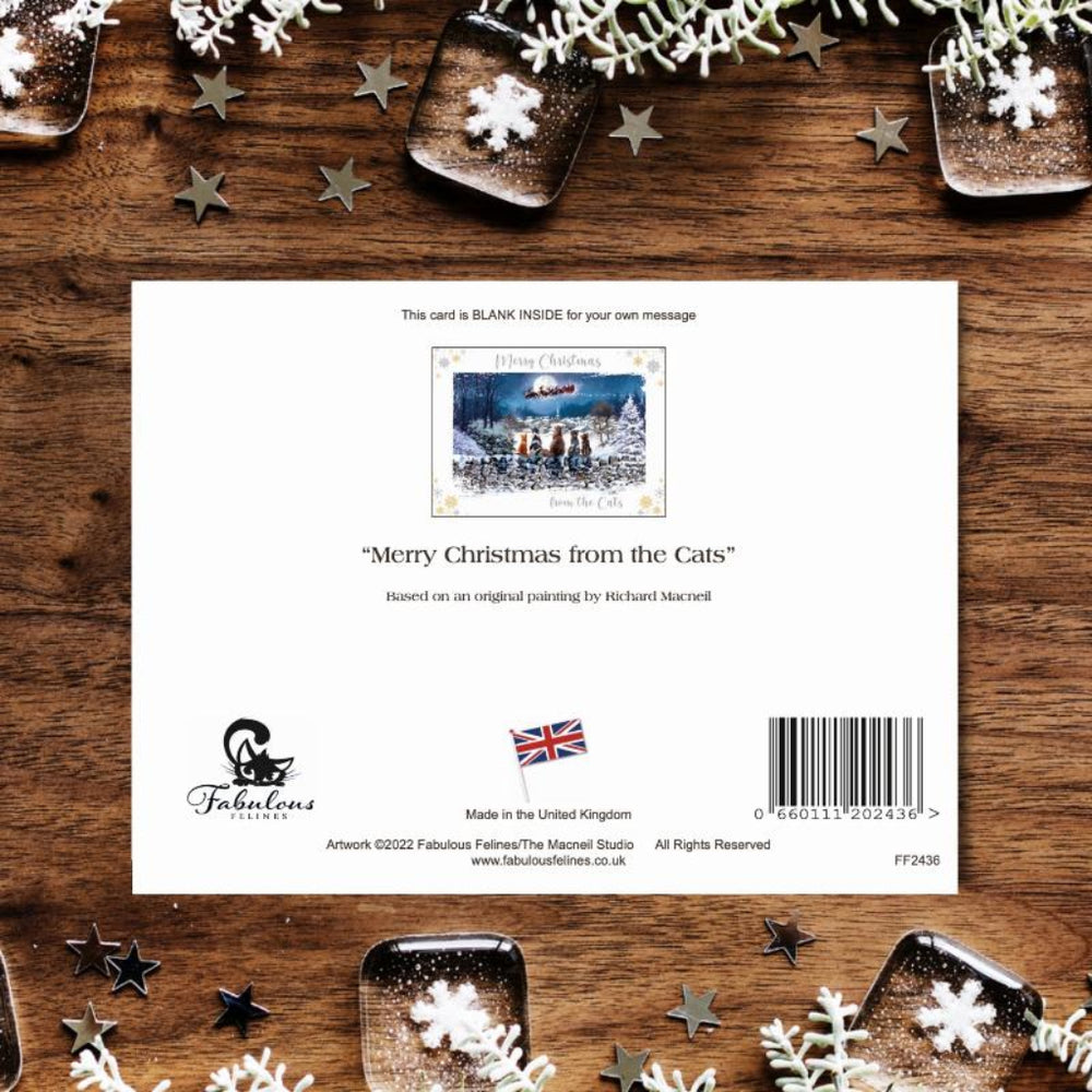 Christmas card with decorative elements on a wooden surface