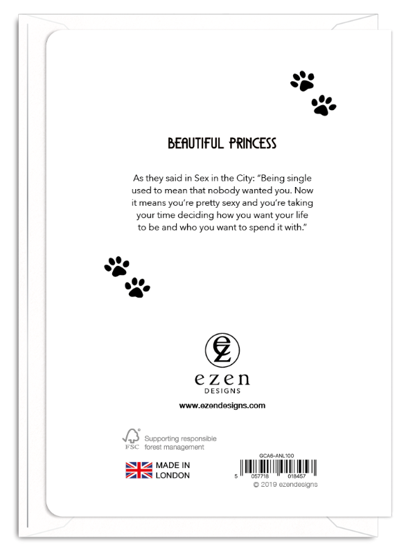 'Beautiful Princess' Cat Greeting Card