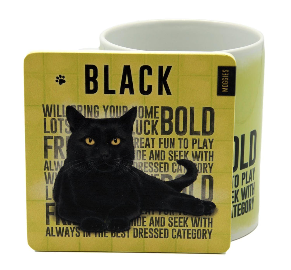 Black Cat Mug, Sign & Coaster Gift Set