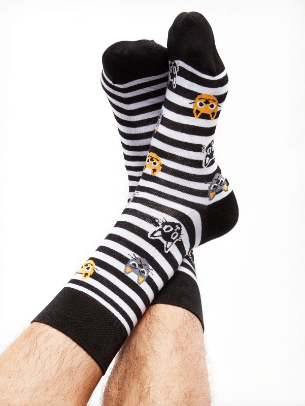 Cats & Stripes Black & White Regular Odd Socks