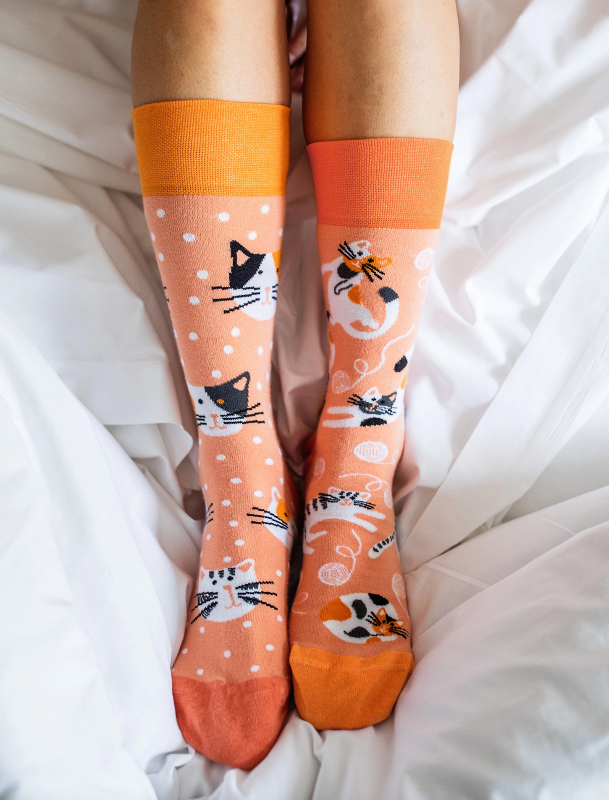 Orange Playful Cats Regular Odd Socks
