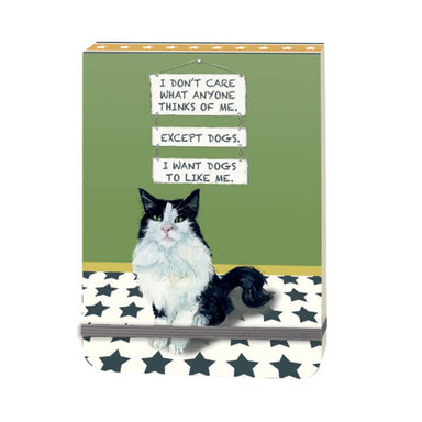'Except Dogs' Black & White Cat Mini Flip Notebook