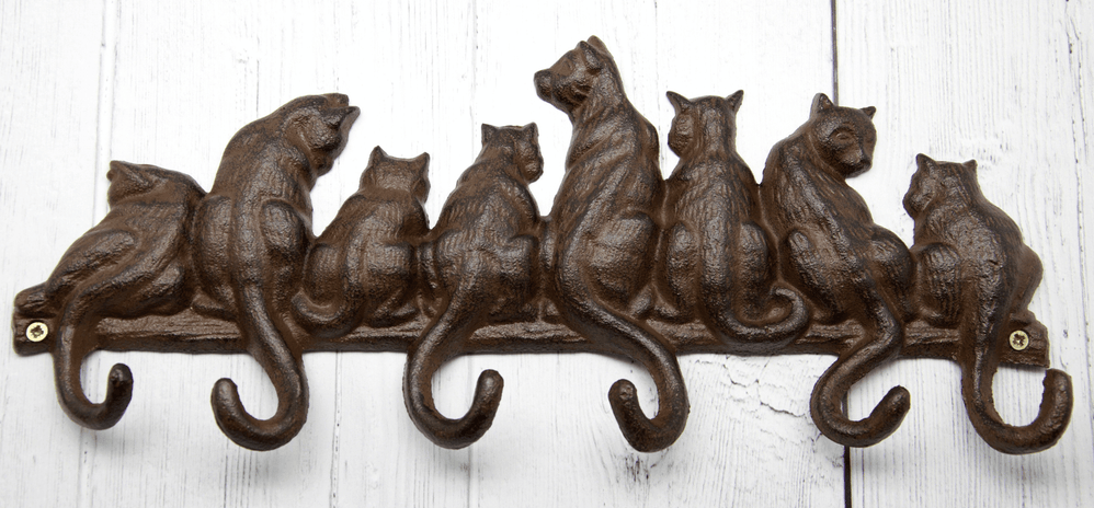 Cast Iron Coat Hook 6 Cats Tails