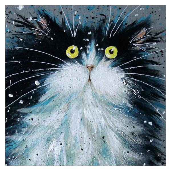 Kim Haskins Cat Themed Greeting Card 'Pussy Willow' Cat Greeting Card
