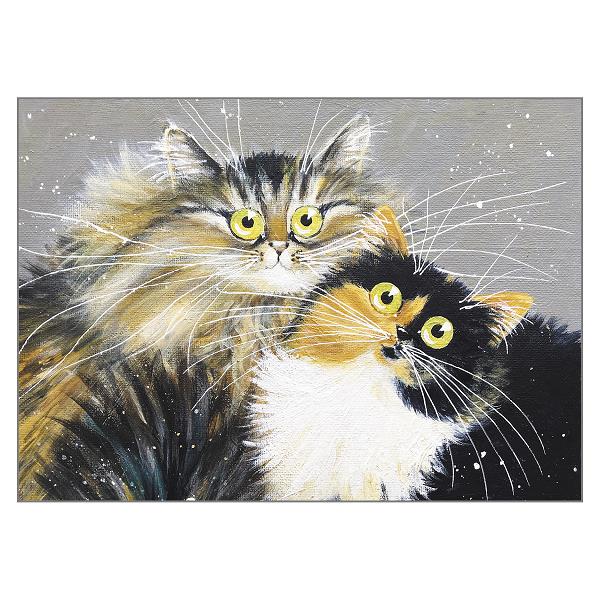 Kim Haskins Cat Themed Greeting Card 'Jezebel and Juliette' Cat Greeting Card