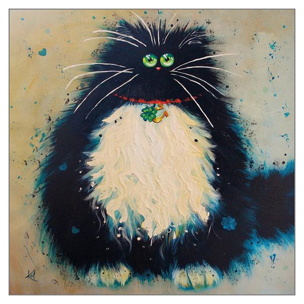 Kim Haskins Cat Themed Greeting Card 'Lucky Jim' Cat Greeting Card