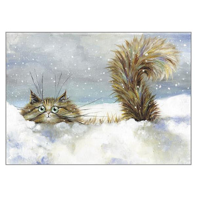 'In a Flurry' Cat Greeting Christmas Card by Kim Haskins