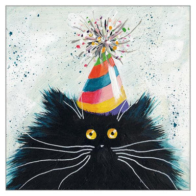 Kim Haskins Cat Themed Greeting Card 'Party Cat' Cat Greeting Card