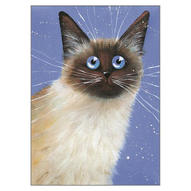 Kim Haskins Cat Themed Greeting Card Blue Caboose Cat Greeting Card