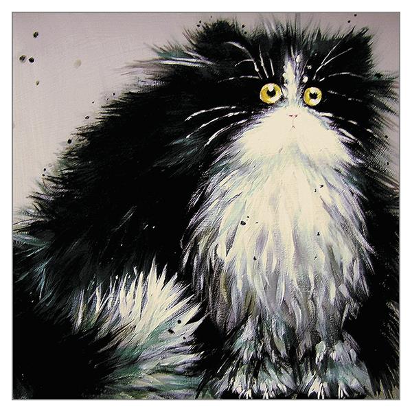 'Gladys' Funny Black & White Cat Greeting Card by Kim Haskins