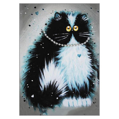 Kim Haskins Cat Themed Greeting Card 'Pearl' Funny Black & White Cat Greeting Card