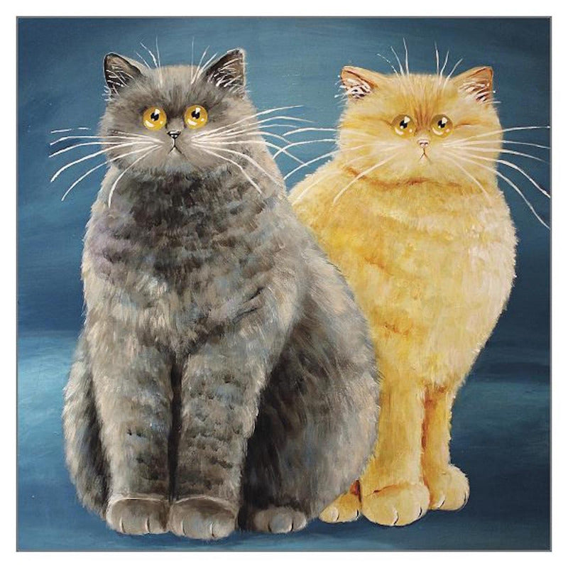Kim Haskins Cat Themed Greeting Card 'Teddy and Mac' Funny Cat Greeting Card