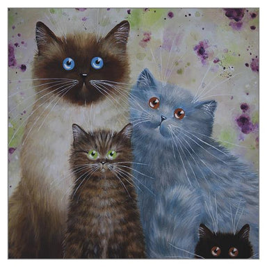 'Harry, William, Coco & Penny' Cat Greeting Card by Kim Haskins