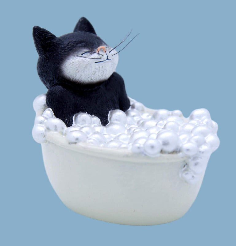 Funny Cat Ornament 9 Lives Purr-fect Black & White Cat Figurine
