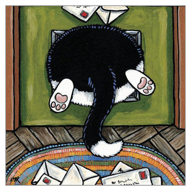 'Bit of a Squeeze' Cat Greeting Card by Lisa Marie Robinson