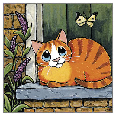 'Doorstep Visitor' Cat Greeting Card by Lisa Marie Robinson