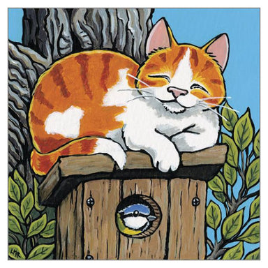 'He’s Finally Asleep' Cat Greeting Card by Lisa Marie Robinson