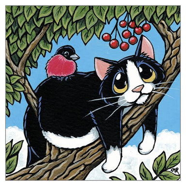 'Last of the Berries' Cat Greeting Card by Lisa Marie Robinson