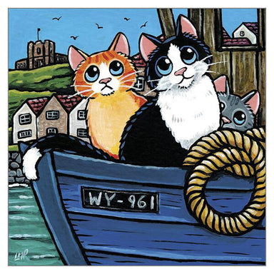 'On the WY961' Cat Greeting Card by Lisa Marie Robinson