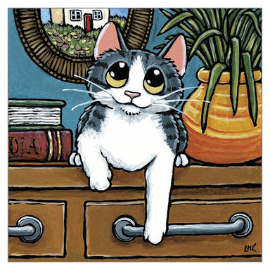 'Ready' Cat Greeting Card by Lisa Marie Robinson