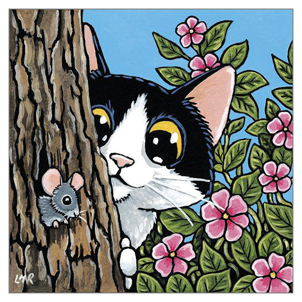 'Sneaky Huntress' Cat Greeting Card by Lisa Marie Robinson