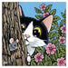 'Sneaky Huntress' Cat Greeting Card by Lisa Marie Robinson