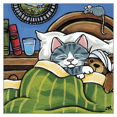 'Sore Head Ted' Cat Greeting Card by Lisa Marie Robinson