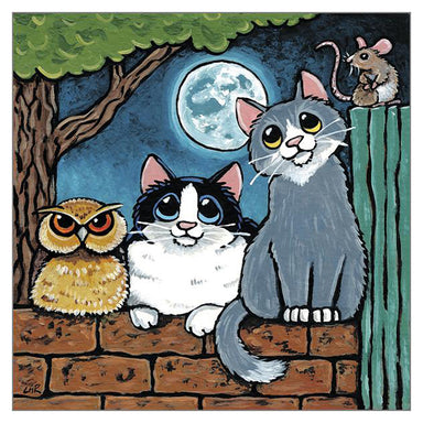 'Unlikely Pals' Cat Greeting Card by Lisa Marie Robinson